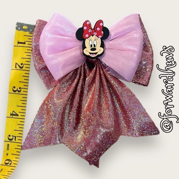 Large Sparkly Minnie Mouse Bow With Clip - Picture 6 of 9